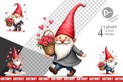 Love Basket Gnome Clipart Product Image 1