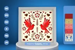 Love Bird Floral Folk Art Layered Papercut Product Image 1