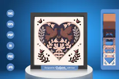 Love Bird in Heart Folk Art Layered Papercut Product Image 1
