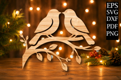 Love Birds on Branch Laser Cut SVG Product Image 1