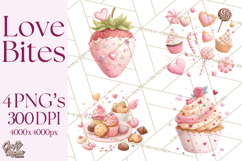 Cute Valentine Dessert Clipart PNG Cupcakes Cookie Chocolate Product Image 1