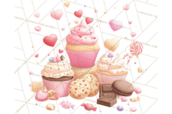 Cute Valentine Dessert Clipart PNG Cupcakes Cookie Chocolate Product Image 3