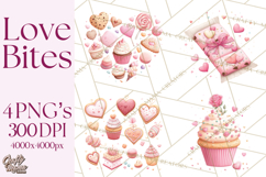 Cute Valentine Dessert Clipart PNG Cupcakes Cookie Chocolate Product Image 1