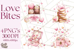 Cute Valentine Dessert Clipart PNG Cupcakes Cookie Chocolate Product Image 1