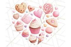 Cute Valentine Dessert Clipart PNG Cupcakes Cookie Chocolate Product Image 2