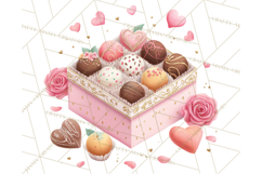 Cute Valentine Dessert Clipart PNG Cupcakes Cookie Chocolate Product Image 3