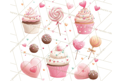 Cute Valentine Dessert Clipart PNG Cupcakes Cookie Chocolate Product Image 2