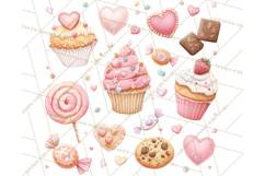 Cute Valentine Dessert Clipart PNG Cupcakes Cookie Chocolate Product Image 3