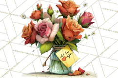 Romantic Valentine Florals PNG Clip Art, Roses, Peonies Png Product Image 5