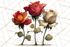 Romantic Valentine Florals PNG Clip Art, Roses, Peonies Png Product Image 3
