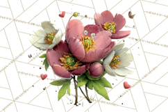 Romantic Valentine Florals PNG Clip Art, Roses, Peonies Png Product Image 4