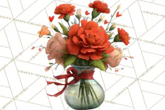 Romantic Valentine Florals PNG Clip Art, Roses, Peonies Png Product Image 5