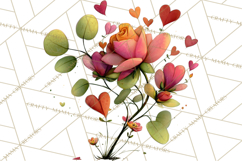 Romantic Valentine Florals PNG Clip Art, Roses, Peonies Png Product Image 2