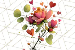 Romantic Valentine Florals PNG Clip Art, Roses, Peonies Png Product Image 2