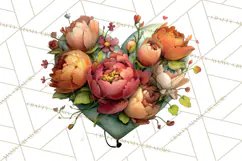 Romantic Valentine Florals PNG Clip Art, Roses, Peonies Png Product Image 4