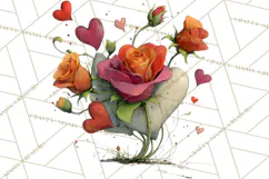 Romantic Valentine Florals PNG Clip Art, Roses, Peonies Png Product Image 5