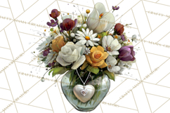 Romantic Valentine Florals PNG Clip Art, Roses, Peonies Png Product Image 4