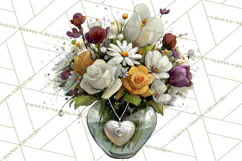 Romantic Valentine Florals PNG Clip Art, Roses, Peonies Png Product Image 4