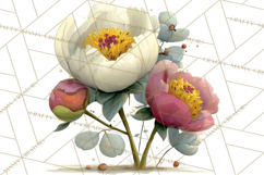 Romantic Valentine Florals PNG Clip Art, Roses, Peonies Png Product Image 5