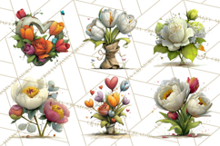 Romantic Valentine Florals PNG Clip Art, Roses, Peonies Png Product Image 2