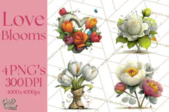 Romantic Valentine Florals PNG Clip Art, Roses, Peonies Png Product Image 1
