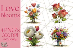Romantic Valentine Florals PNG Clip Art, Roses, Peonies Png Product Image 1