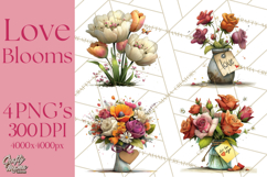 Romantic Valentine Florals PNG Clip Art, Roses, Peonies Png Product Image 1