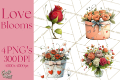 Romantic Valentine Florals PNG Clip Art, Roses, Peonies Png Product Image 1