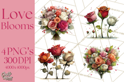 Romantic Valentine Florals PNG Clip Art, Roses, Peonies Png Product Image 1