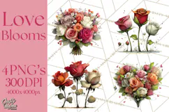 Romantic Valentine Florals PNG Clip Art, Roses, Peonies Png Product Image 1