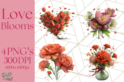 Romantic Valentine Florals PNG Clip Art, Roses, Peonies Png Product Image 1