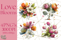 Romantic Valentine Florals PNG Clip Art, Roses, Peonies Png Product Image 1