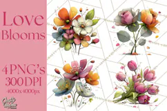 Romantic Valentine Florals PNG Clip Art, Roses, Peonies Png Product Image 1