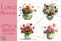 Romantic Valentine Florals PNG Clip Art, Roses, Peonies Png Product Image 1