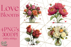 Romantic Valentine Florals PNG Clip Art, Roses, Peonies Png Product Image 1