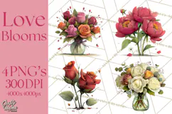 Romantic Valentine Florals PNG Clip Art, Roses, Peonies Png Product Image 1