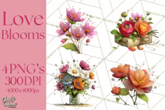 Romantic Valentine Florals PNG Clip Art, Roses, Peonies Png Product Image 1