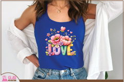 Floral LOVE png, Whimsical watercolor LOVE Flower png Product Image 4