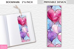 Pink Stained Glass Valentines Day |Bookmark Printable Design Product Image 1