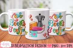 Love books and coffee mug wrap for sublimation PNG Product Image 1