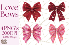 Valentine Bow PNG, Glitter Striped Heart Ribbon Clipart Product Image 1