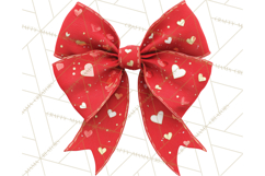 Valentine Bow PNG, Glitter Striped Heart Ribbon Clipart Product Image 2