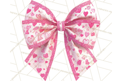 Valentine Bow PNG, Glitter Striped Heart Ribbon Clipart Product Image 3