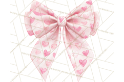 Valentine Bow PNG, Glitter Striped Heart Ribbon Clipart Product Image 5