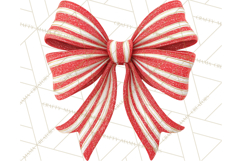 Valentine Bow PNG, Glitter Striped Heart Ribbon Clipart Product Image 2
