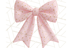 Valentine Bow PNG, Glitter Striped Heart Ribbon Clipart Product Image 4