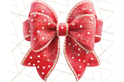 Valentine Bow PNG, Glitter Striped Heart Ribbon Clipart Product Image 3