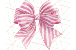 Valentine Bow PNG, Glitter Striped Heart Ribbon Clipart Product Image 4
