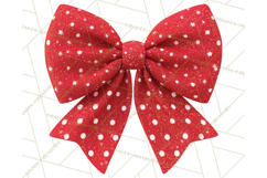 Valentine Bow PNG, Glitter Striped Heart Ribbon Clipart Product Image 5