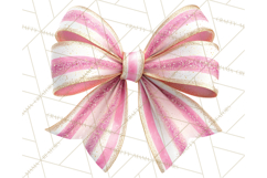 Valentine Bow PNG, Glitter Striped Heart Ribbon Clipart Product Image 2
